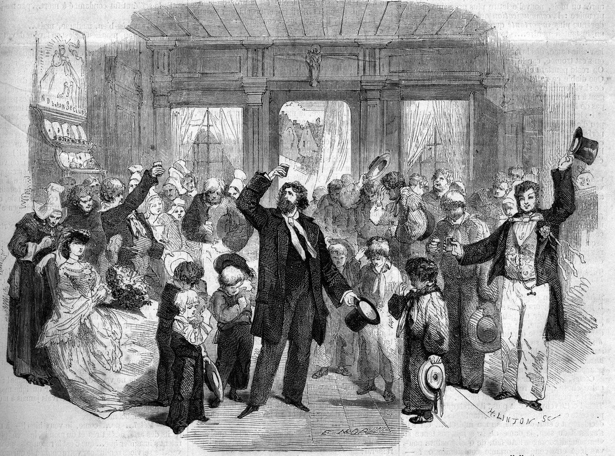 阿尔丰斯-卡尔（1808-1890）的《诺曼德的佩内洛普》（第一幕）的戏剧表现。喜剧演员中有亚历克西斯夫人、多希夫人、拉方丹（亨利-拉方丹 作者 法语学校