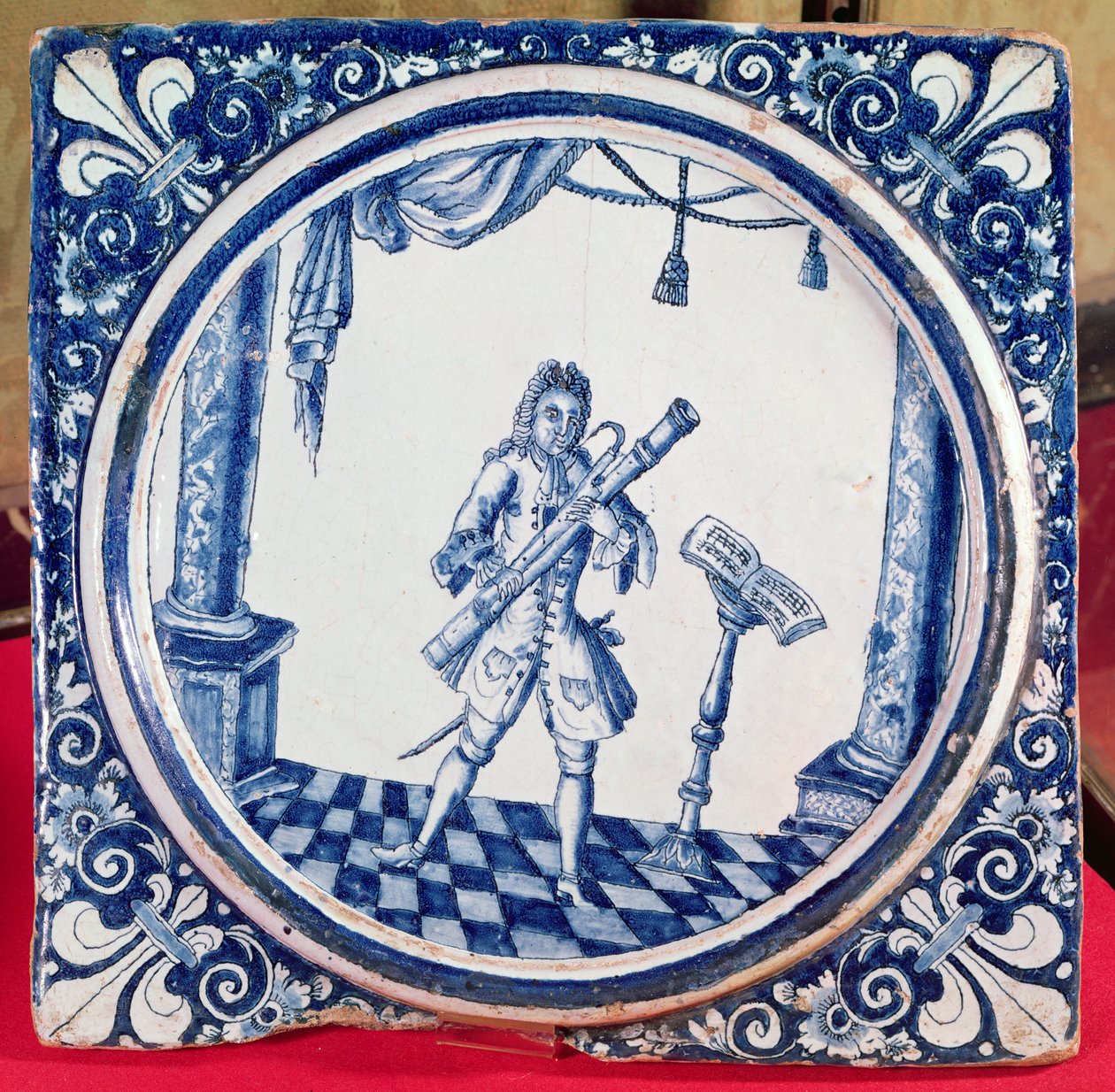 瓷砖描绘巴松管，1706（彩陶） 作者 法语学校