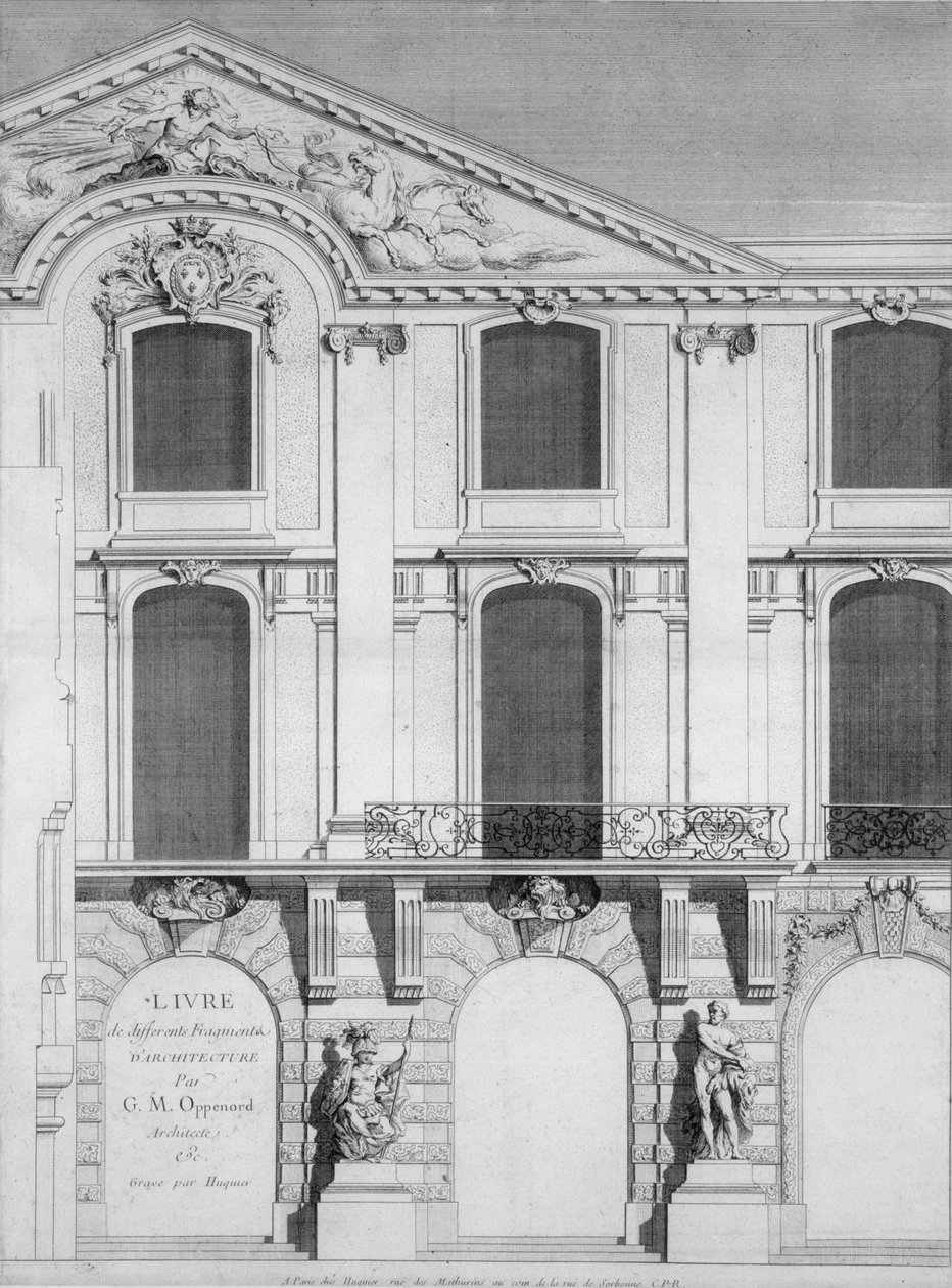 1745年出版的Oppenords设计版画书的标题页 作者 法语学校