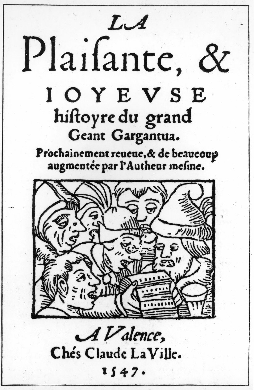 Gargantua的标题页由Francois Rabelais（1494-1553）1547（xylograph） 作者 法语学校