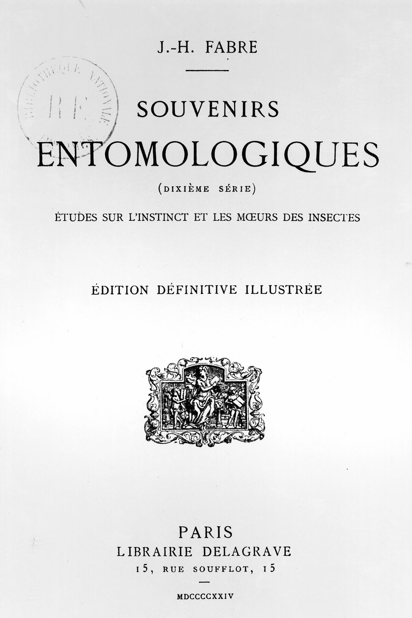 Jean-Henri Fabre（1823-1915）于1924年出版的昆虫学记忆标题页（印刷版） 作者 法语学校