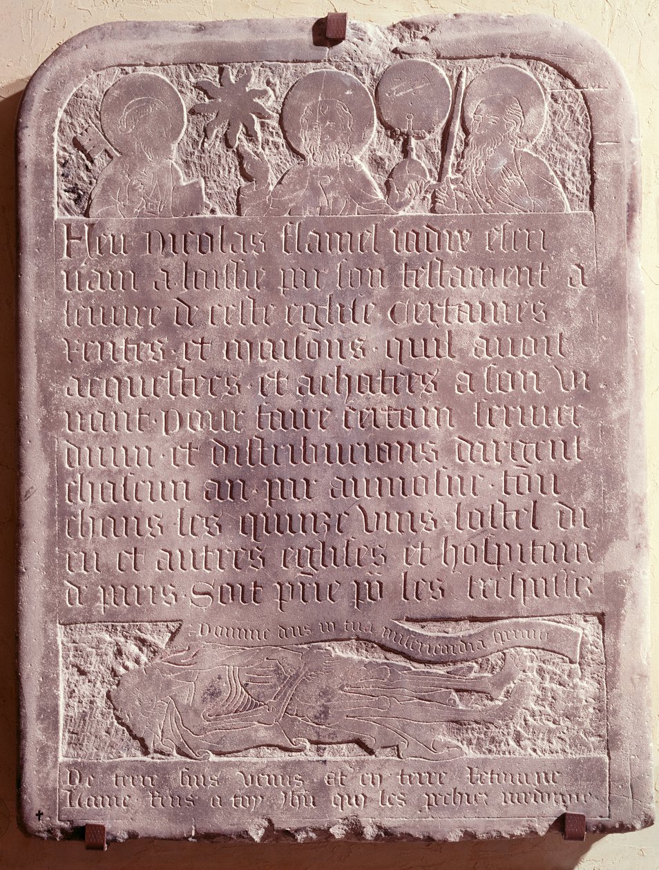 Nicolas Flamel的墓碑，最初来自Saint-Jacques-de-la-Boucherie教堂，1418年 作者 法语学校