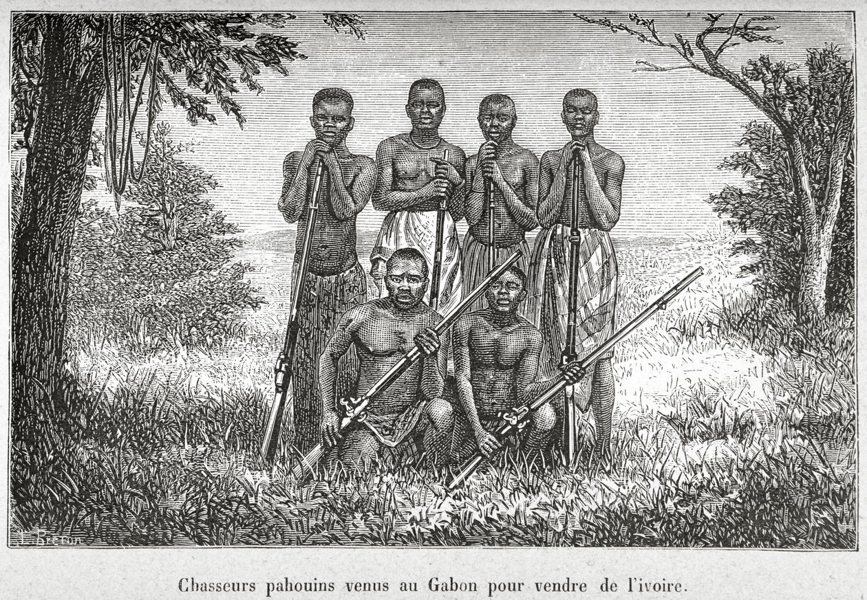 加蓬土著人的传统服装，来自 Henri-Victor du Pont 的“L