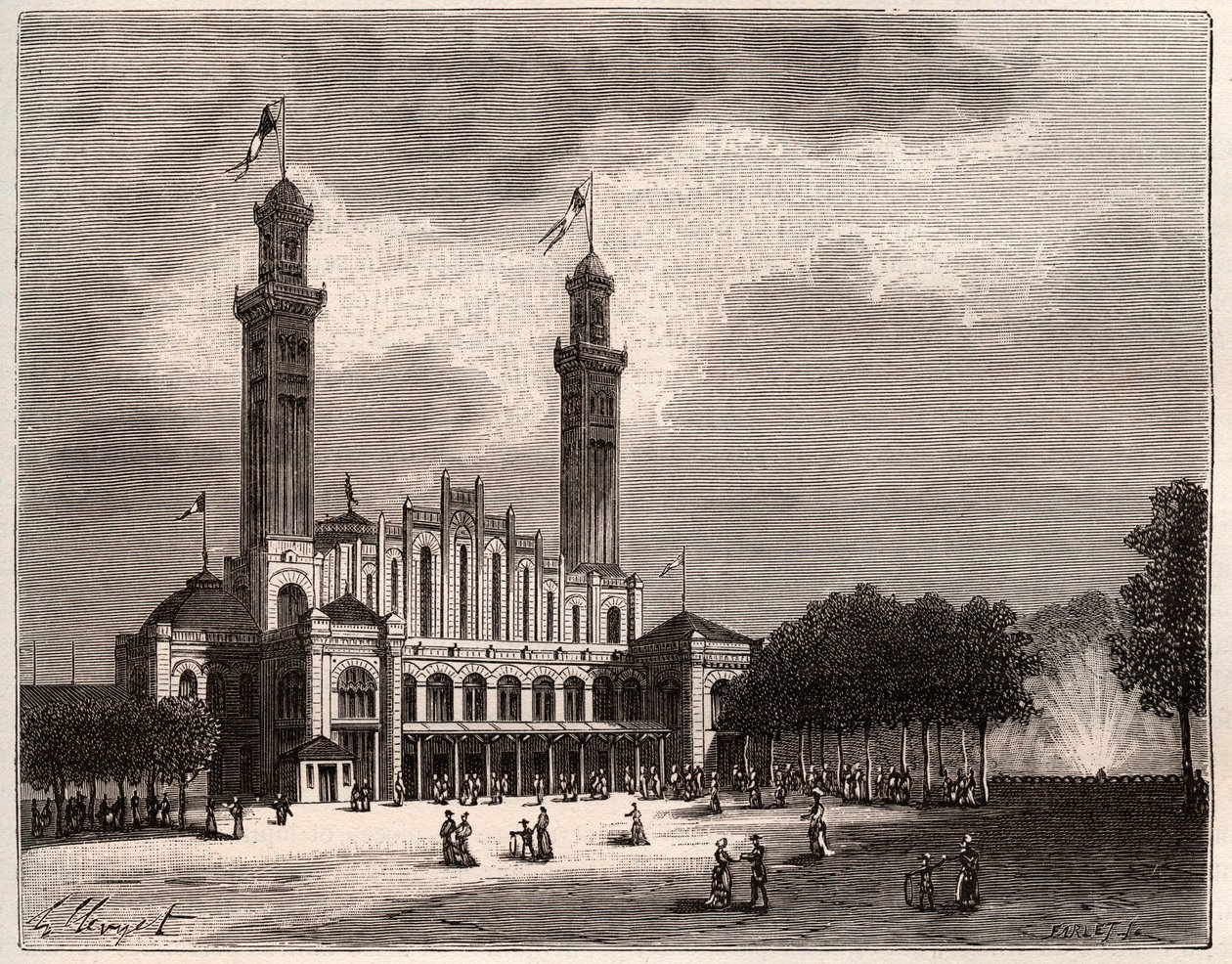 巴黎的Trocadero--V.A. Malt-Brown的 "La France illustree: geographie, histoire, administration statistique "中的版画。1884 作者 法语学校