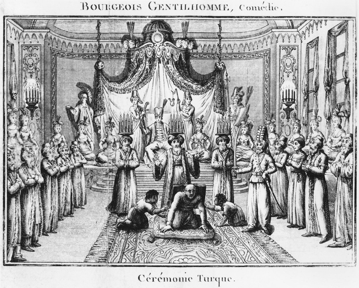 土耳其仪式，插图来自Le Bourgeois Gentilhomme Moliere，版本1801 作者 法语学校