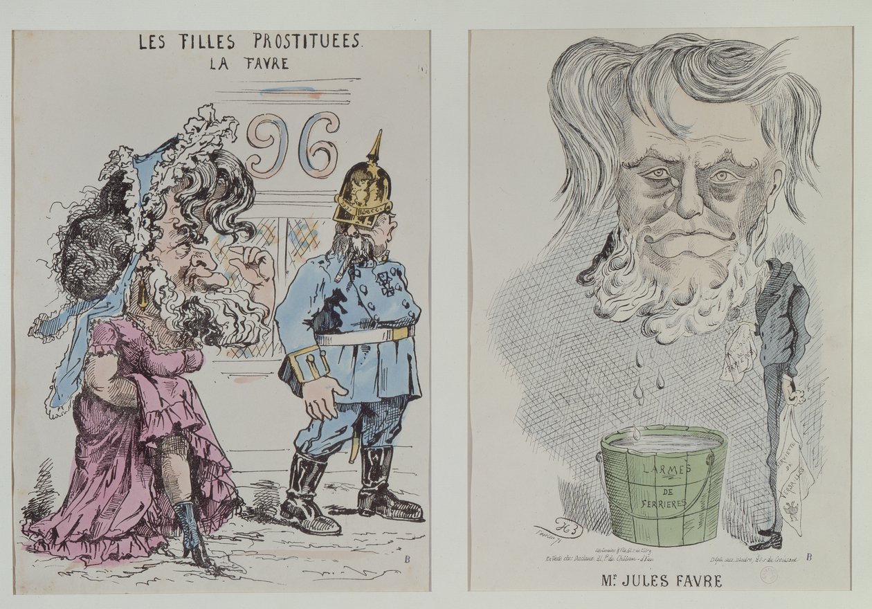 Jules Favre的两幅漫画（1809-80）1870-71 作者 法语学校