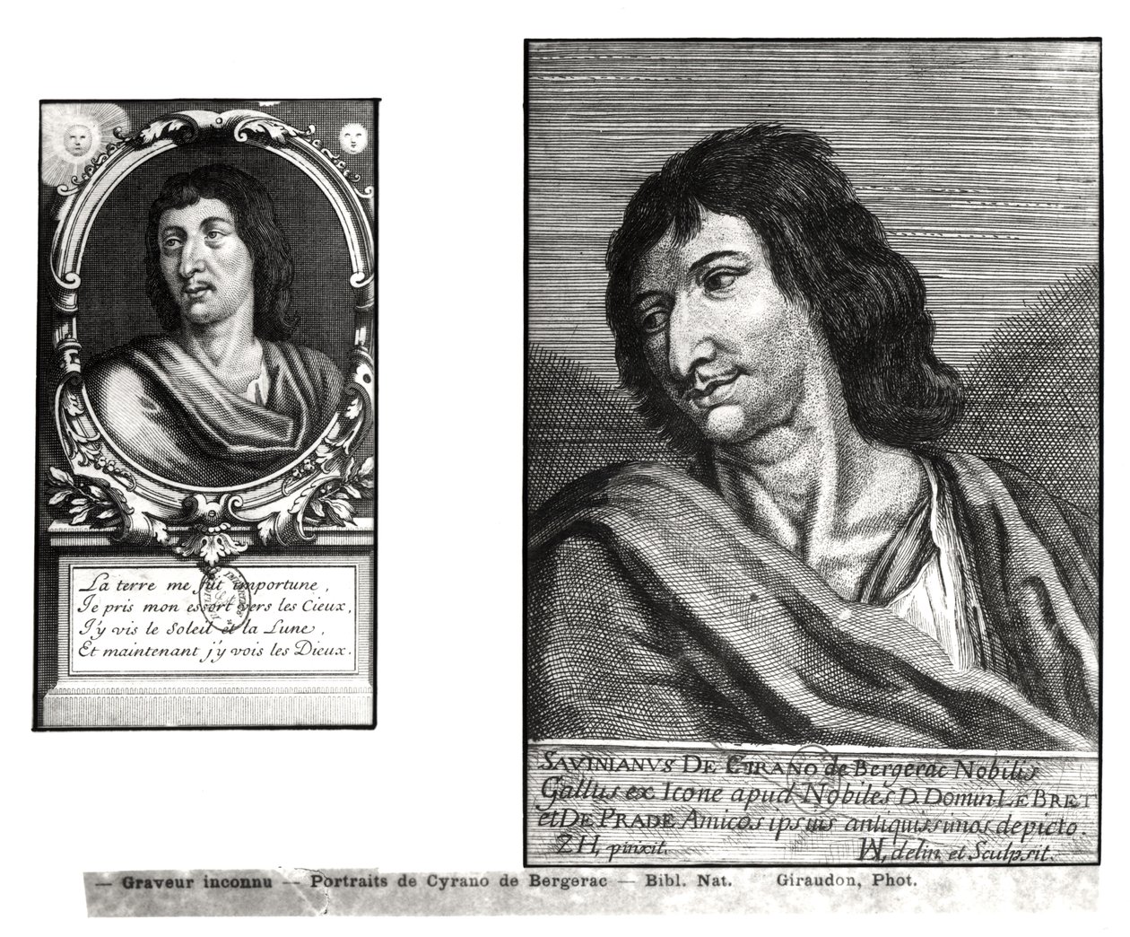Savinien Cyrano de Bergerac（1619-55）的两幅肖像画，位于Zacharie Heince（1611-69）之后的右边 作者 法语学校