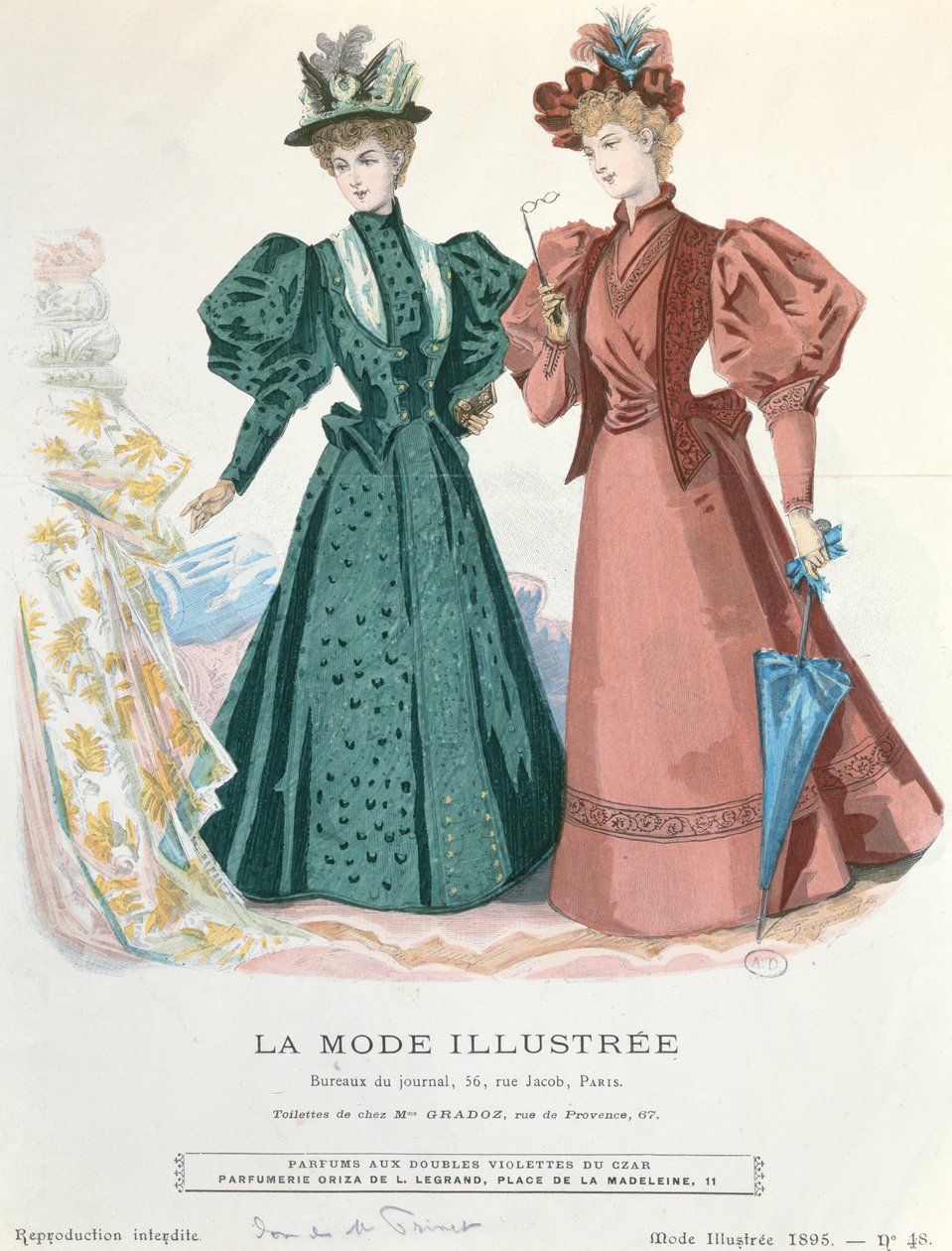 两位女士，来自The Illustrated Fashion，1895 作者 法语学校