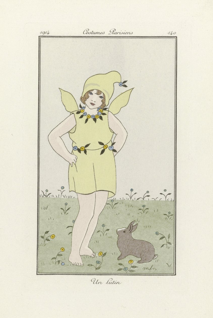 Un Lutin》，选自《巴黎服饰》，1914 年出版（彩色石版印刷）。 作者 法语学校