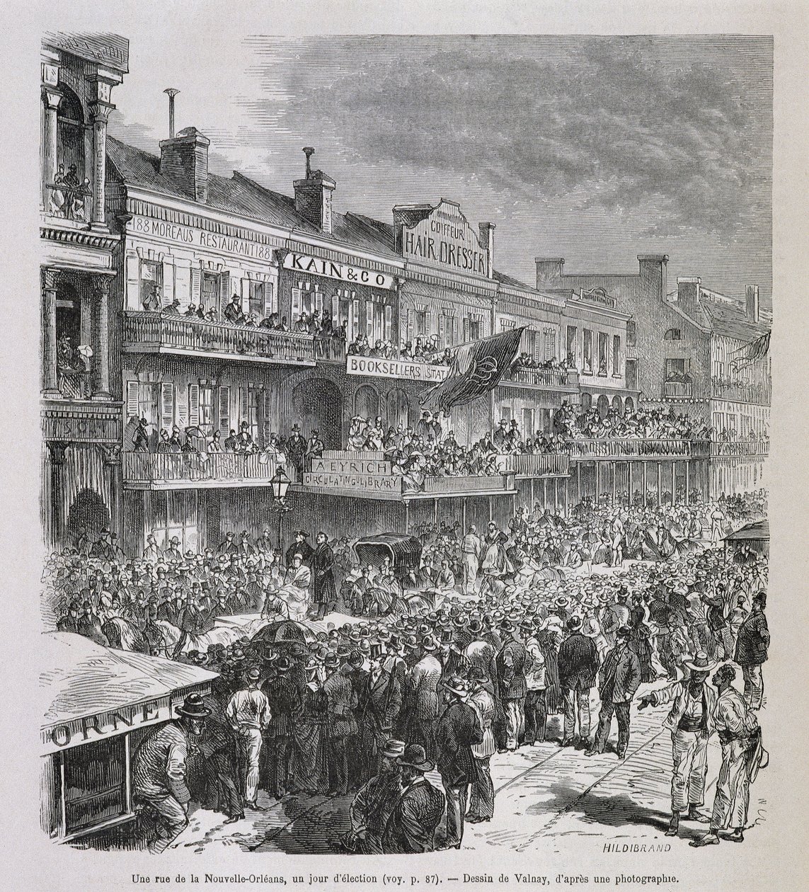Une rue de la Nouvelle Orleans 1875 年选举日 - 在“Le Tour du Monde”中，第二节。 1876年 作者 法语学校