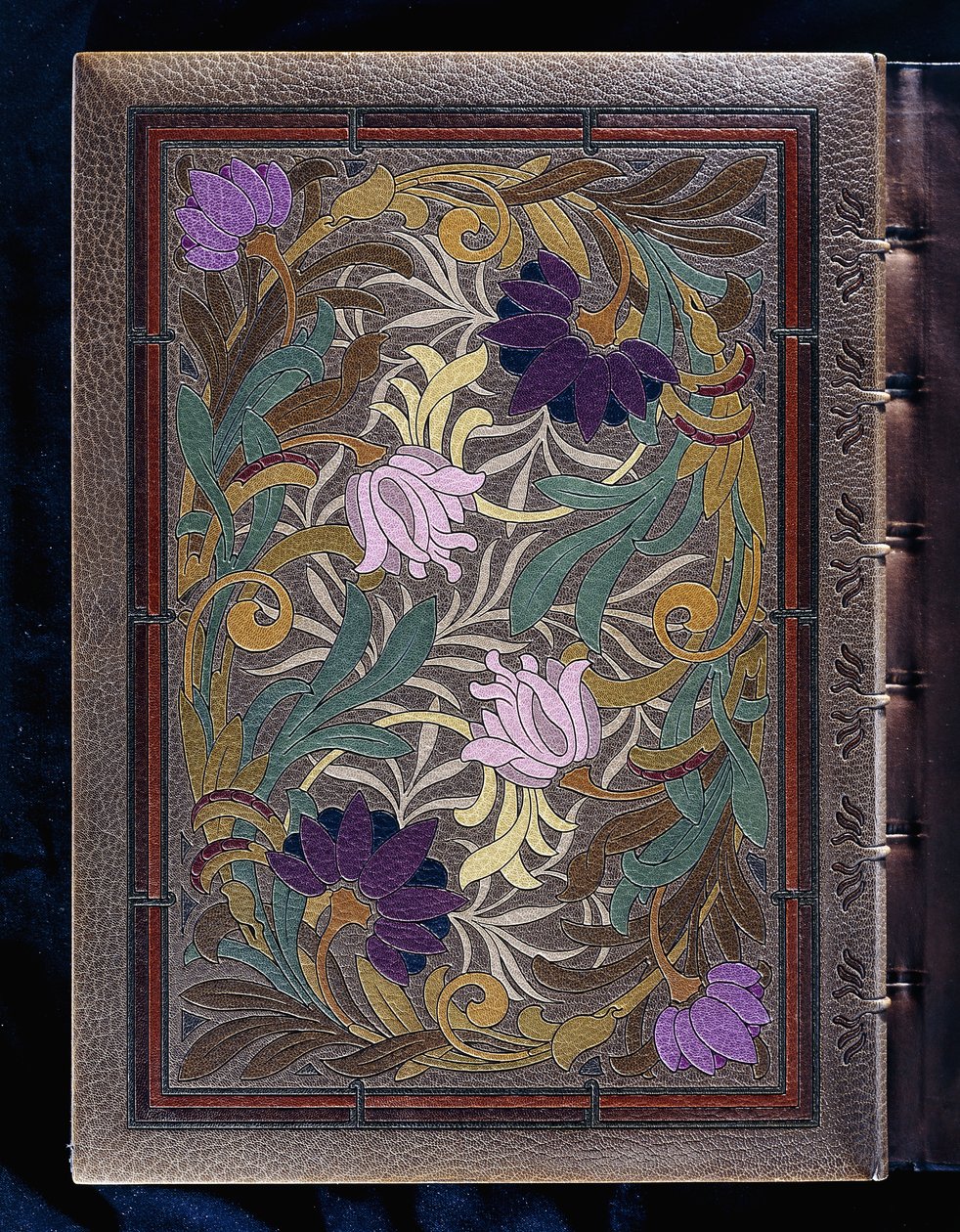 上半部带有荷叶和金银花头的自然设计，1886年 作者 法语学校