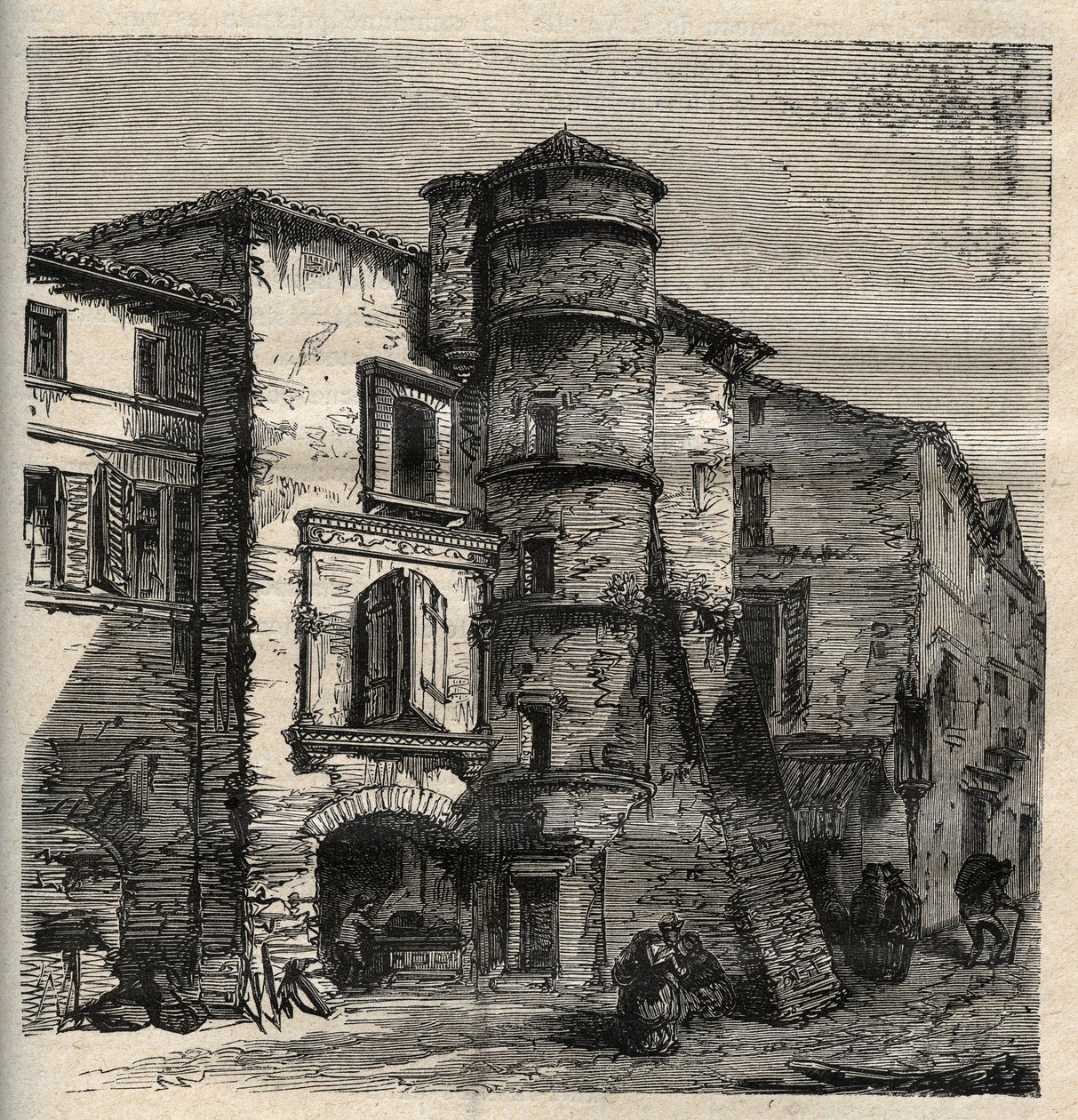 Uzes - le vieux chateau -Gard - France - engraving in "PATRIE" - DESCRIPTION PECTUREQUIREQUE DE LA FRANCE EN 6 VOLUES BY LUCIEN HUARD - end 19th century 作者 法语学校