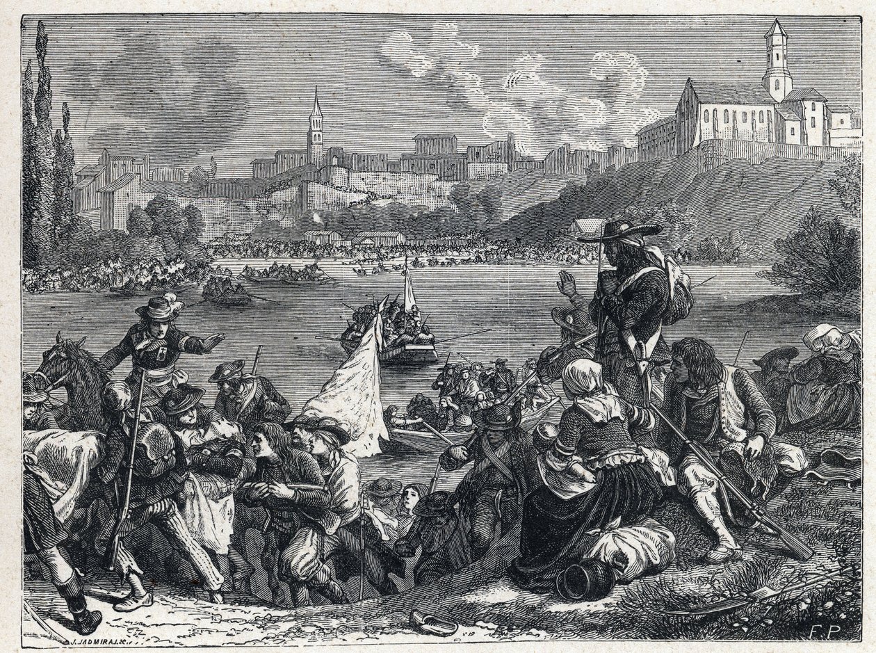 旺代战争（1793-1796）：在舒莱战役中被击败的文登人于10月18日返回卢瓦尔河。 作者 法语学校