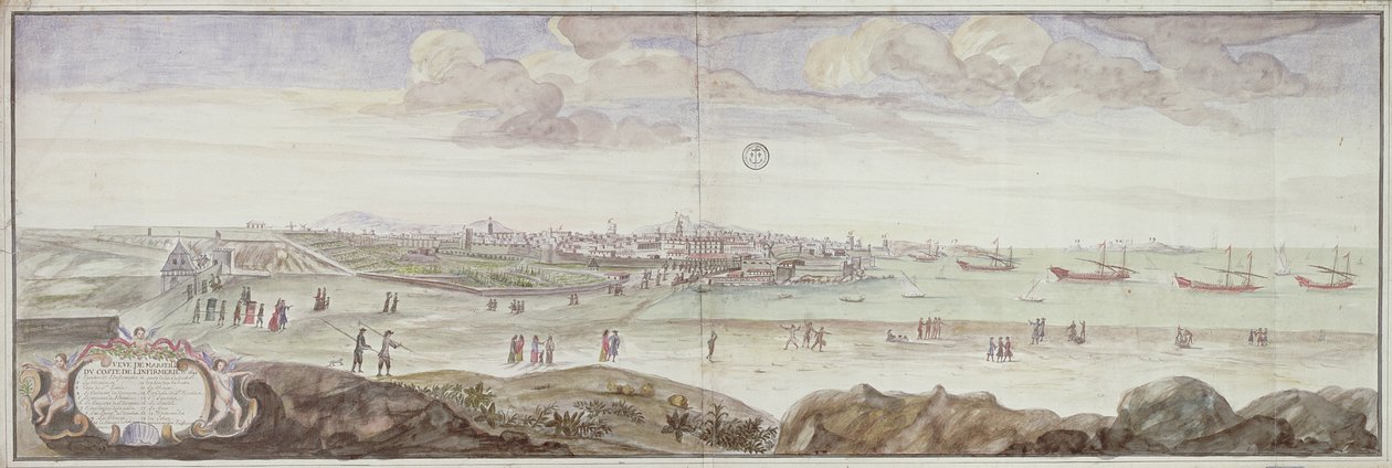 查看从医院的一侧，马赛，1698年 作者 法语学校