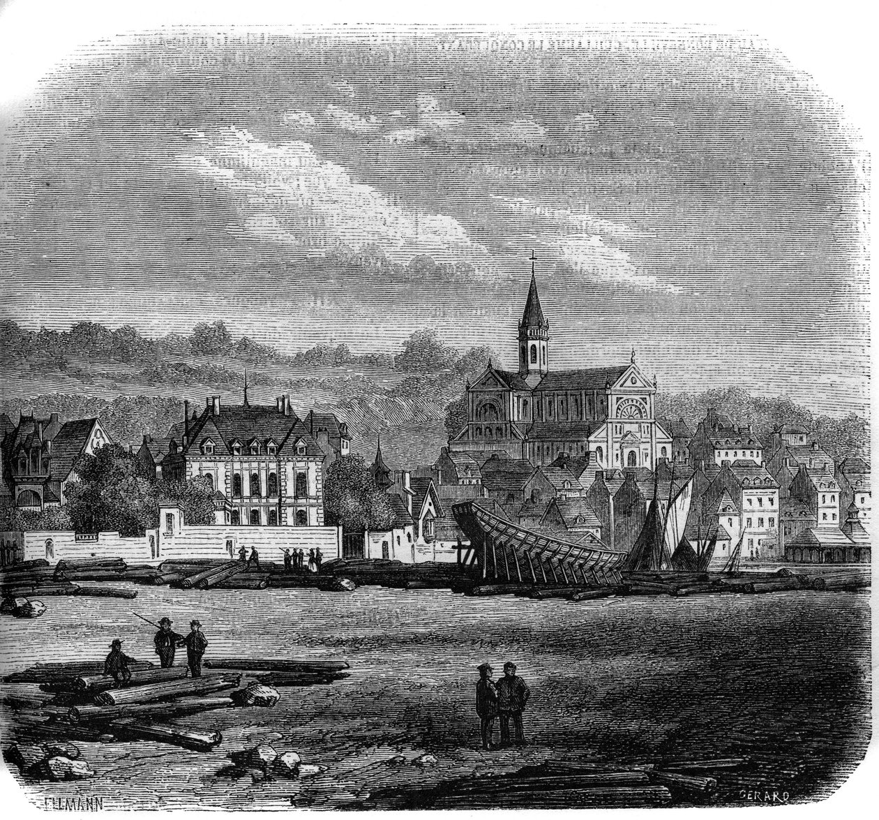 View of Trouville sur Mer (Trouville-sur-Mer) with the new church. Calvados (14). 作者 法语学校