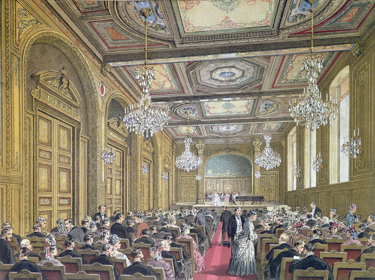 一场音乐会的看法在Salle Herz的在Rue de la Victoire，巴黎，c.1870-80 作者 法语学校