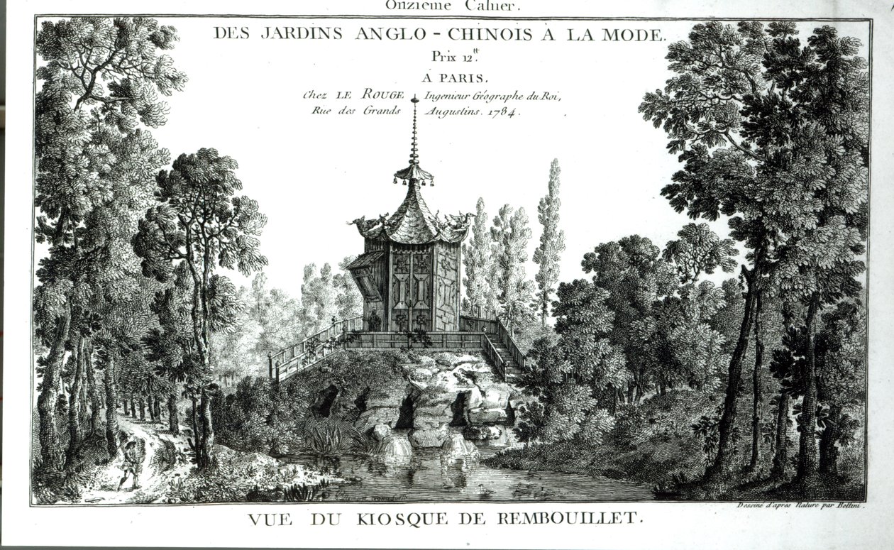 Rembouillet的亭子，来自George Louis le Rouge的时尚英华花园，1775-78出版 作者 法语学校
