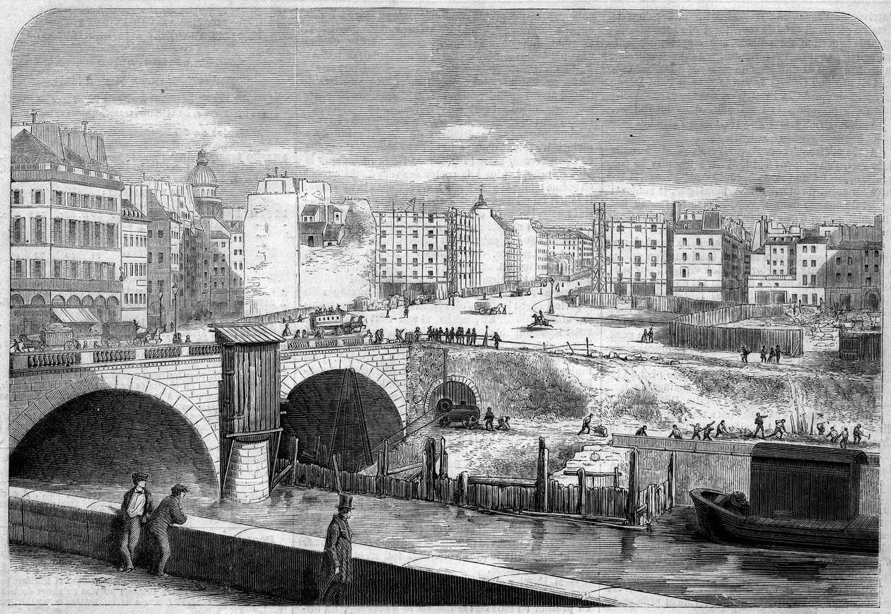建于1857年的圣米歇尔桥（圣米歇尔）和巴黎圣米歇尔广场（圣米歇尔）的景色 作者 法语学校