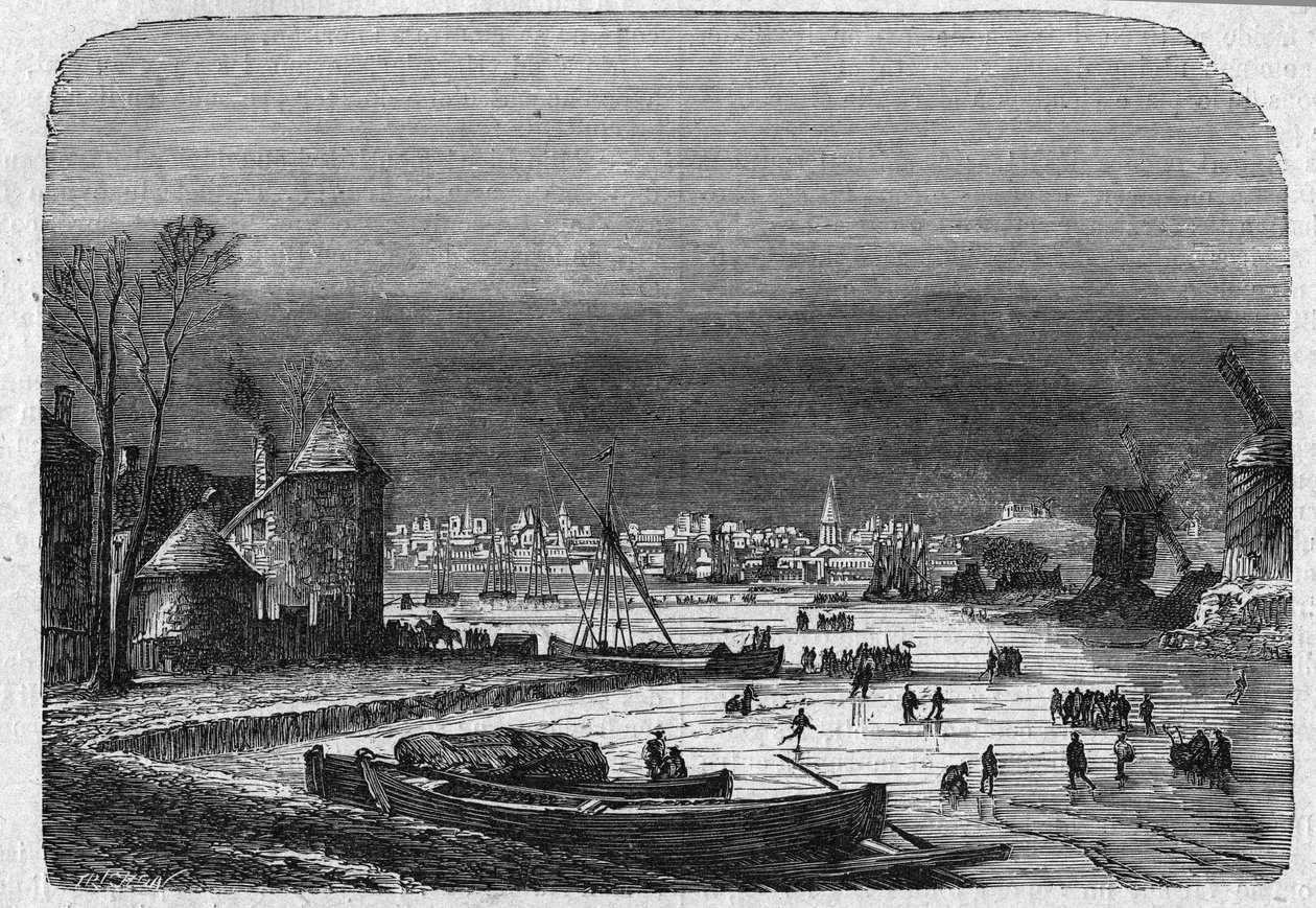 荷兰海牙市景，19世纪末。刻于1895年12月5日的 "La Gazette du dimanche"。 作者 法语学校
