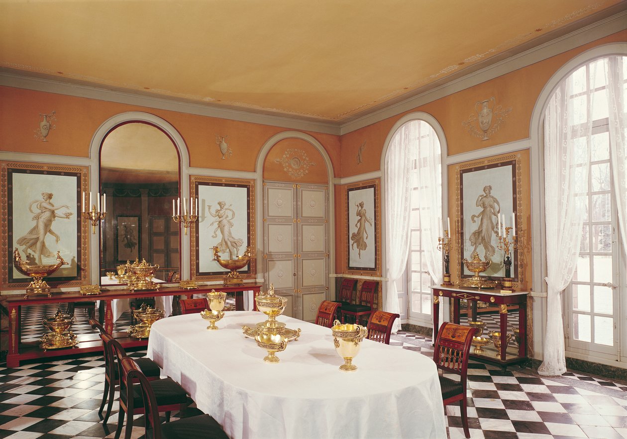 路易斯拉菲特（1770-1828）的Pompeiian风格壁画餐厅的视图 作者 法语学校
