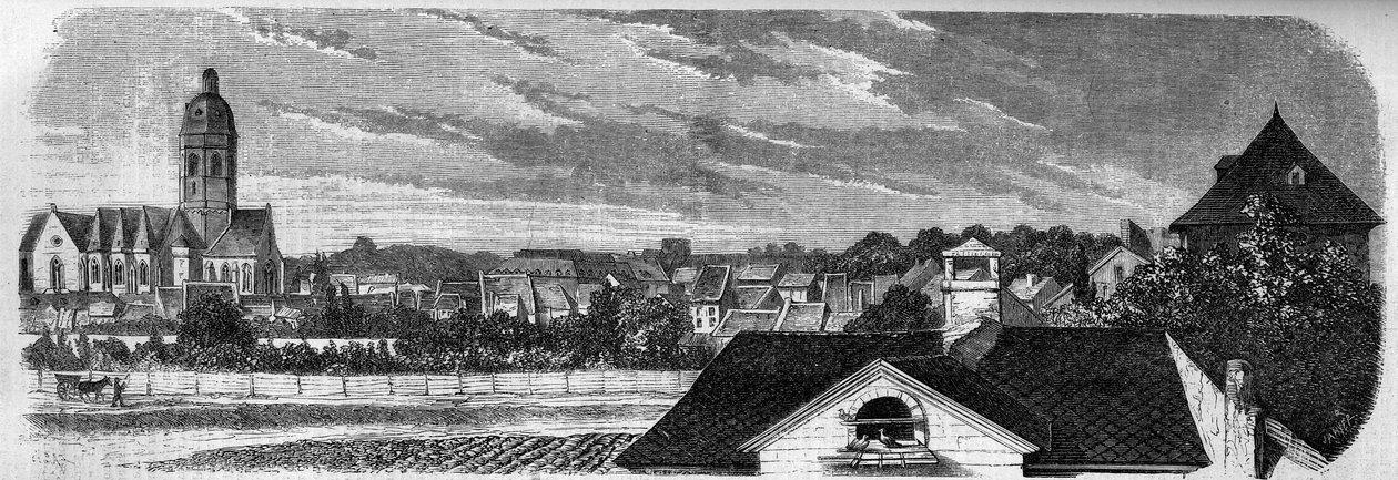 View of the district of the city of Kastrich, in Mainz (Germany), before the explosion of the powder keg in 1857. From a photograph. Engraving in “” Le Monde Illustré”” n°36 of 19 December 1857. 作者 法语学校
