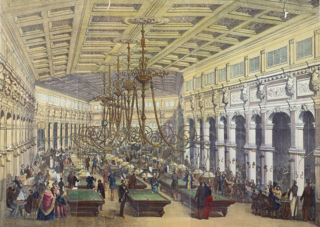1855年由Thibault雕刻的Grand Cafe Parisien，巴黎内部的视图 作者 法语学校