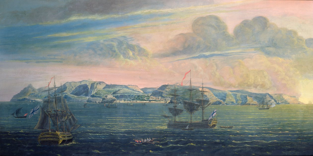 圣赫勒拿岛的视图，1820年（纸上的水粉和水粉）（另见182638） 作者 法语学校