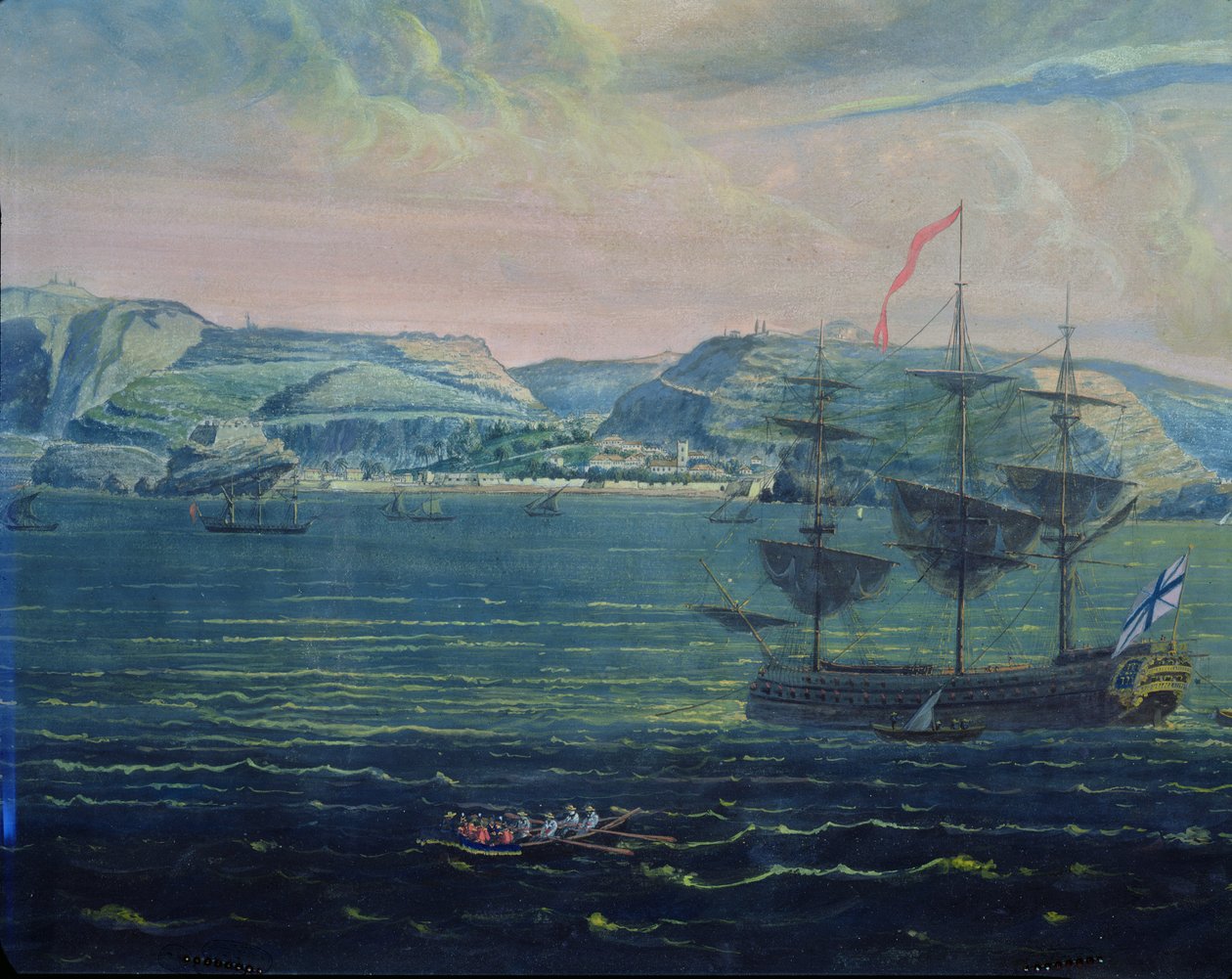 查看圣赫勒拿岛，1820年（纸上的水粉和水粉）（另见182640） 作者 法语学校