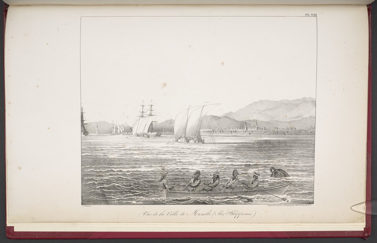 菲律宾马尼拉镇的景色，路易-乔里斯的作品 "Vues et paysages des régions équinoxiales, recueillis dans un voyage autour du monde"(Vues et paysages des régions équinoxiales, recueillis dans un voyage autour du monde) 作者 法语学校