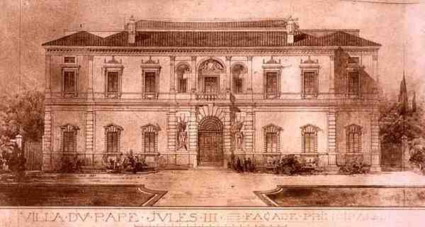 罗马朱利亚别墅，出自《中世纪和文艺复兴时期的建筑片段》，由Jules Adolphe Chauvet（生于1828年）雕刻（平版）。 作者 法语学校
