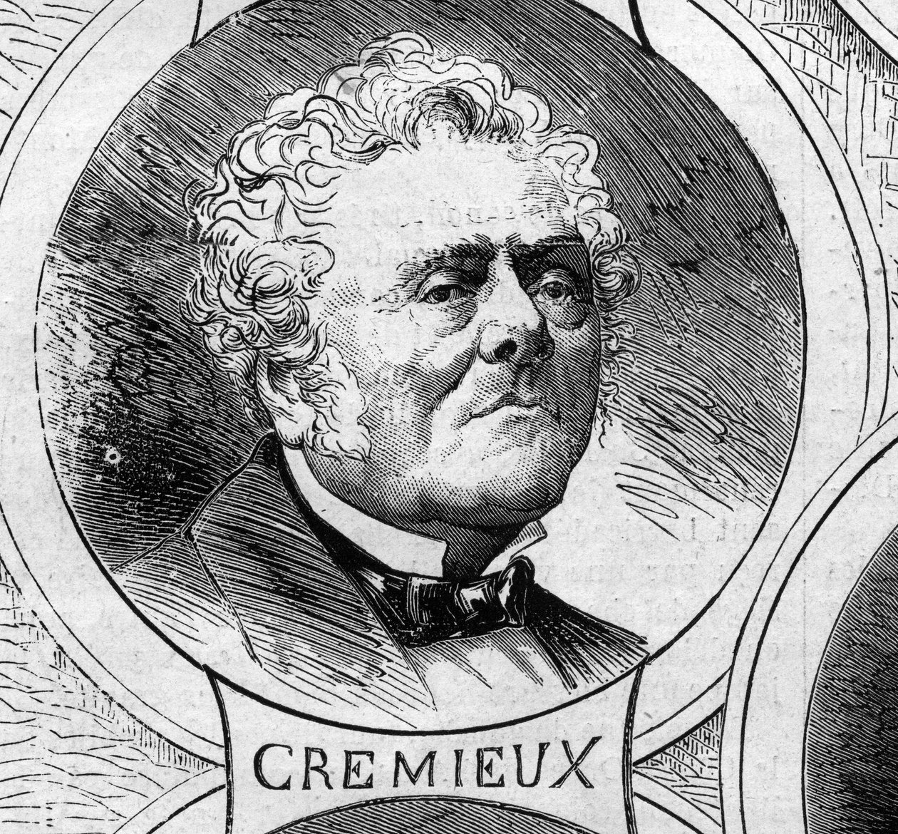 1870年战争--国防政府：1870年临时政府成员阿道夫-克雷米厄（1796-1880）的画像。10月22日《世界画报》第706期上的版画。 作者 法语学校