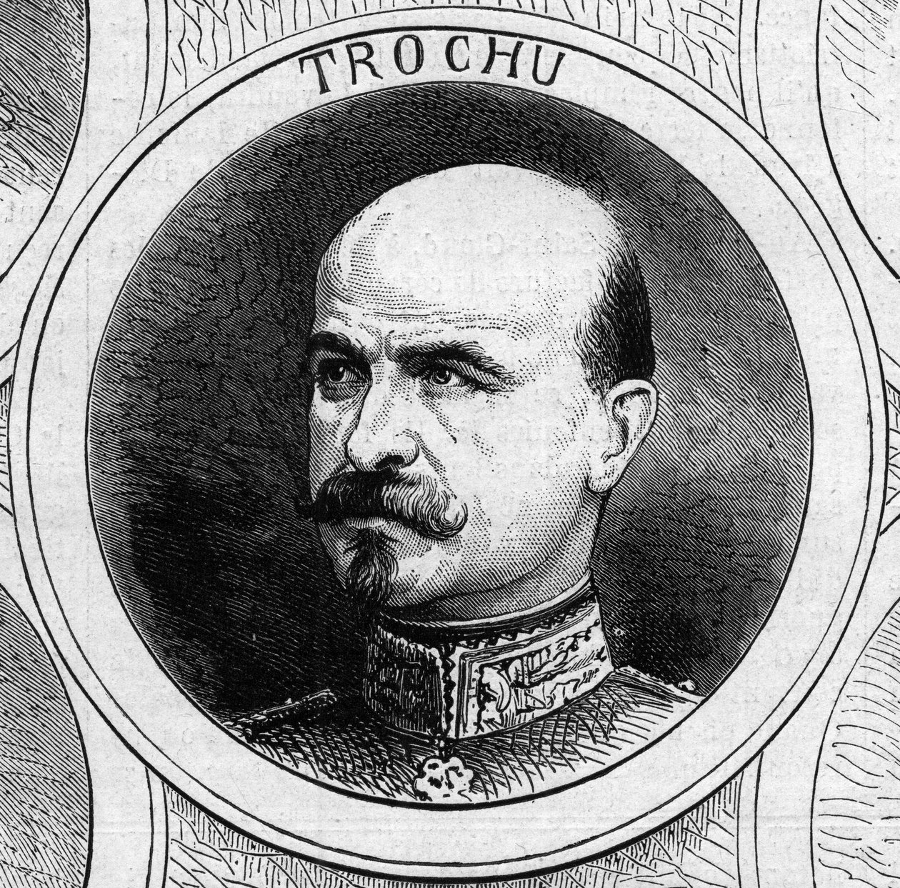 1870年战争--国防政府：1870年临时政府主席路易-儒勒-特罗丘将军（1815-1896）的肖像。10月22日《世界画报》第706期上的版画 作者 法语学校