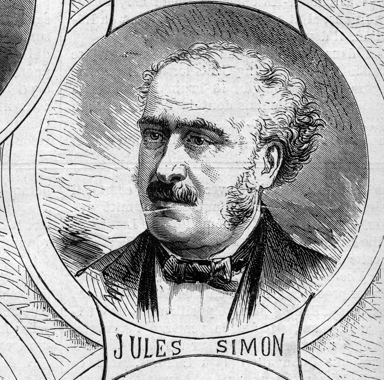 1870年战争--国防政府：朱尔斯-西蒙（Francois Jules Suisse，dit）（1814-1896）的肖像，1870年临时政府的成员。10月22日《世界画报》第706期上的版画 作者 法语学校