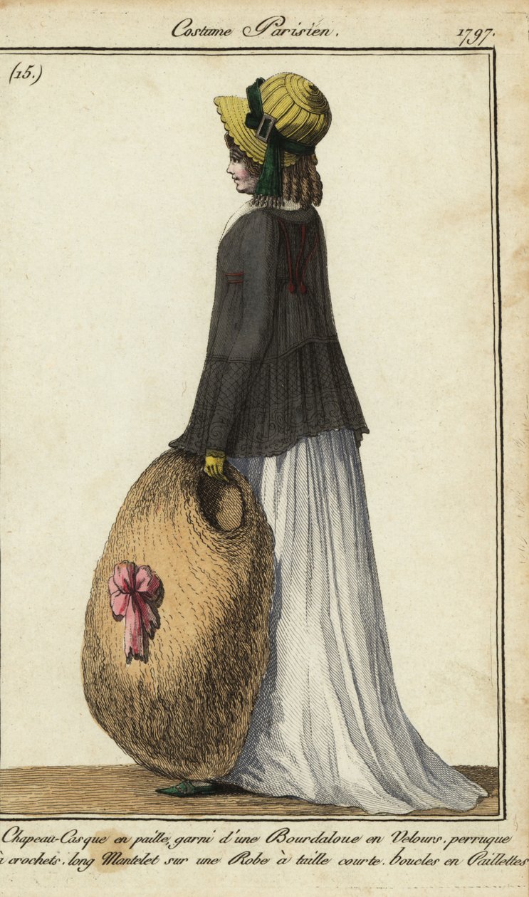 Woman in straw hat and black mantle 作者 法语学校