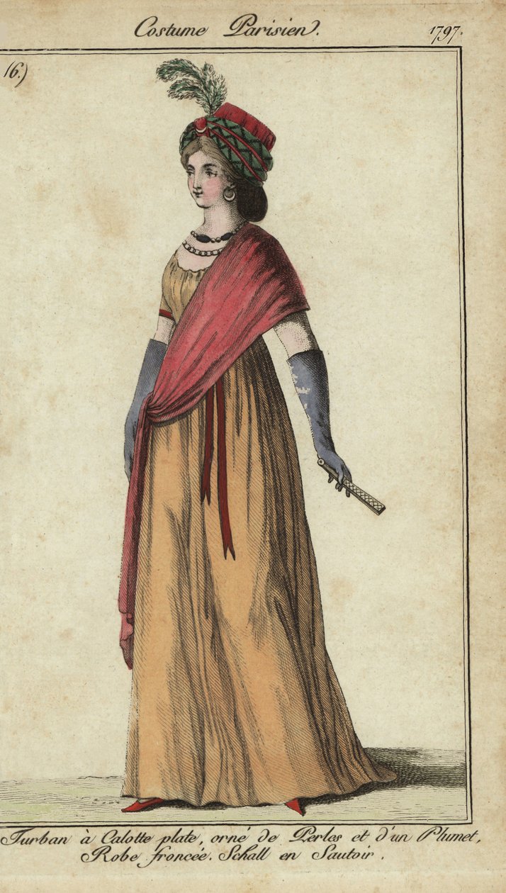 Woman in turban and crossed shawl 作者 法语学校