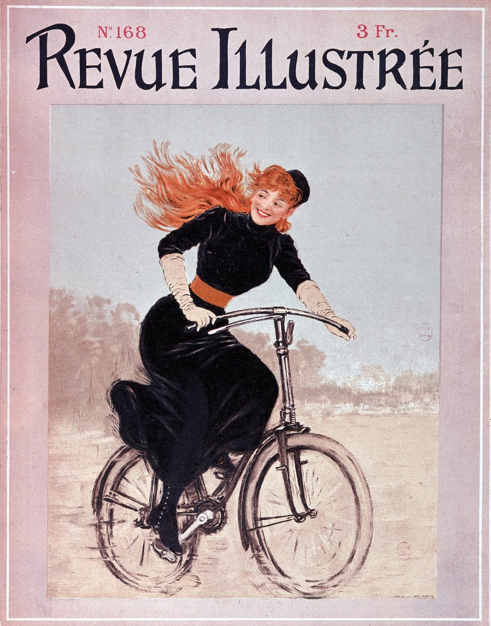 骑自行车的女人-封面。 《Revue illustrée》，第 168 号，装饰艺术。 作者 法语学校