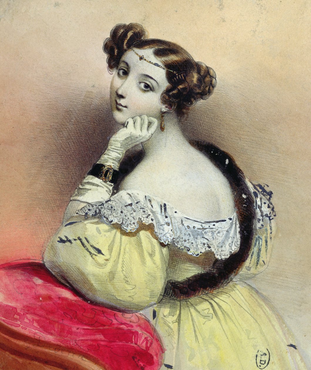 有王冠的妇女，c.1835 作者 法语学校