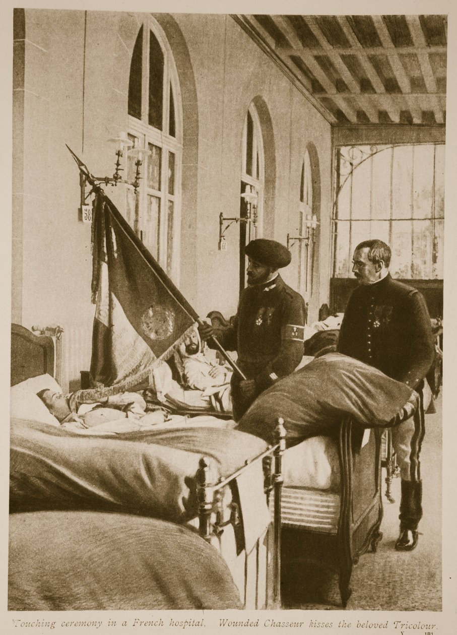 受伤的Chasseur亲吻了心爱的三色，1914-19 作者 法语学校