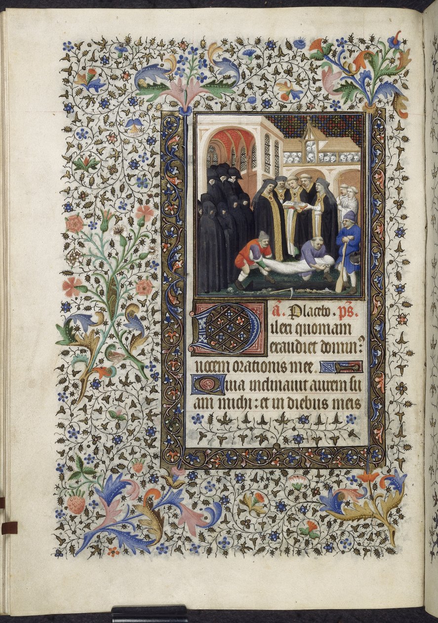 Yates Thompson 46 f156 v - 死者埋葬，c.1410-20（牛皮纸） 作者 法语学校