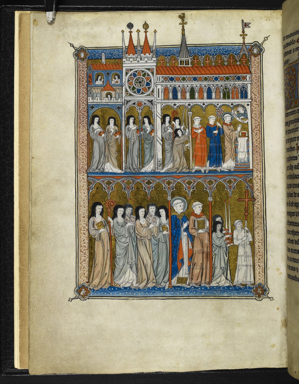 耶茨-汤普森 MS 11 f.6v 皮埃尔-德-布卢瓦的作品 "La Sainte Abbaye"，约 1290 年（牛皮纸上的墨水、彩色和金色）。 作者 法语学校