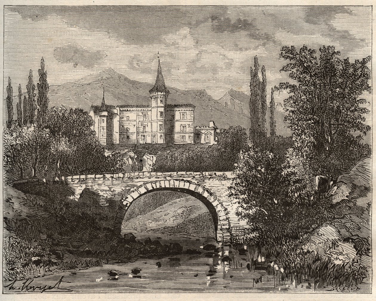 Chateau de la rochelambert 在上卢瓦尔河谷终端 (43) - 雕刻在“La France illustrie：地理、历史、统计管理”中，V.-A. 麦芽棕色。 1884年 作者 法语学校