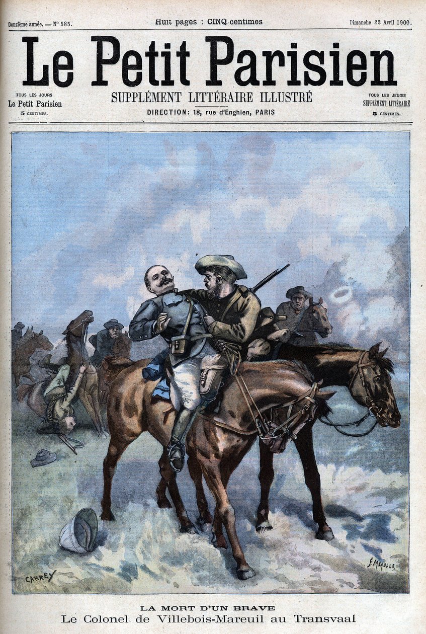 维尔博瓦-马瑞尔将军在布尔人战争期间的死亡（1899-1902）--载于 "小巴黎人"。 作者 法语学校