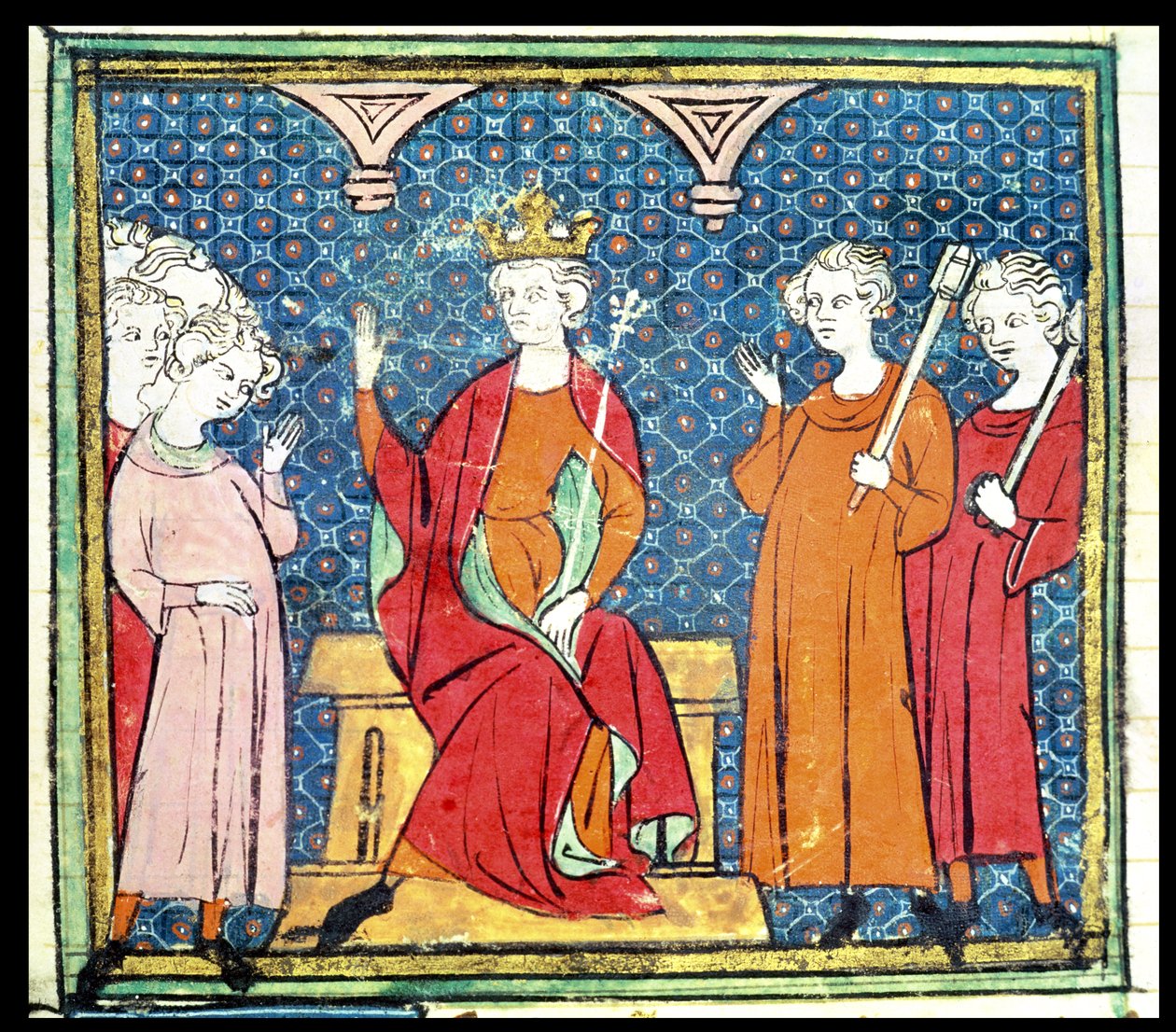f.14v Childeric II（c.653-73），Aerorasia的Merovingian国王，来自Grandes Chroniques de France，1375-79 作者 法语学校