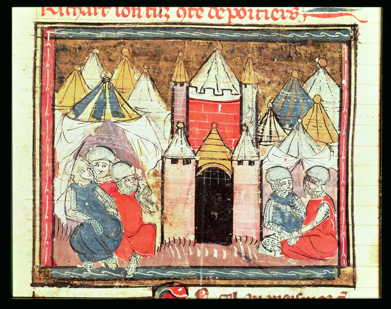 f.259r法国的菲利普·奥古斯都（1165-1223）击败英格兰国王约翰（拉克兰德）（1199-1216），法国格兰德斯法兰西，1375-79 作者 法语学校