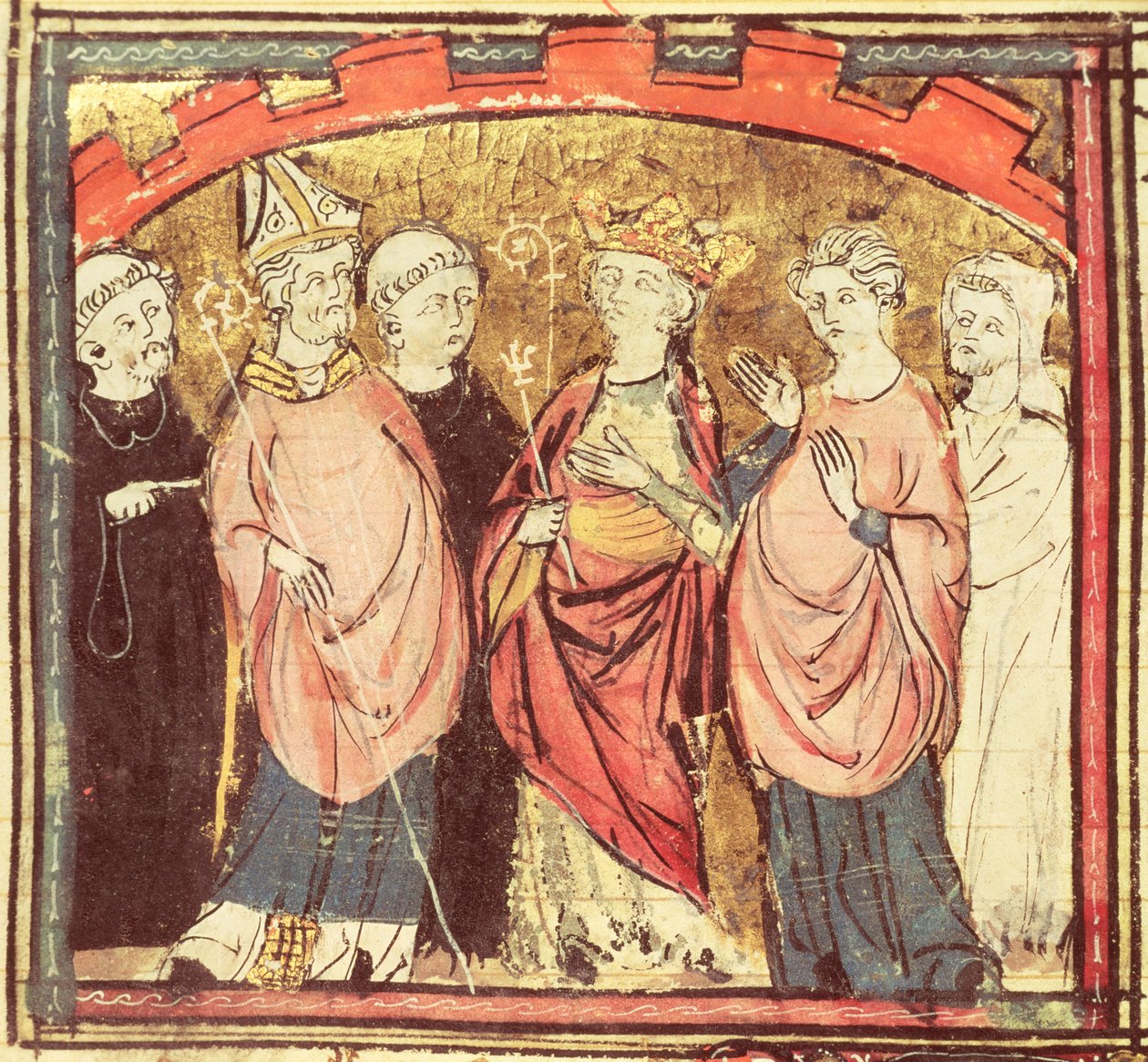 f.73r Dagobert I（605-39），弗兰克斯国王接受法国王国，来自Grandes Chroniques de France，1375-79 作者 法语学校