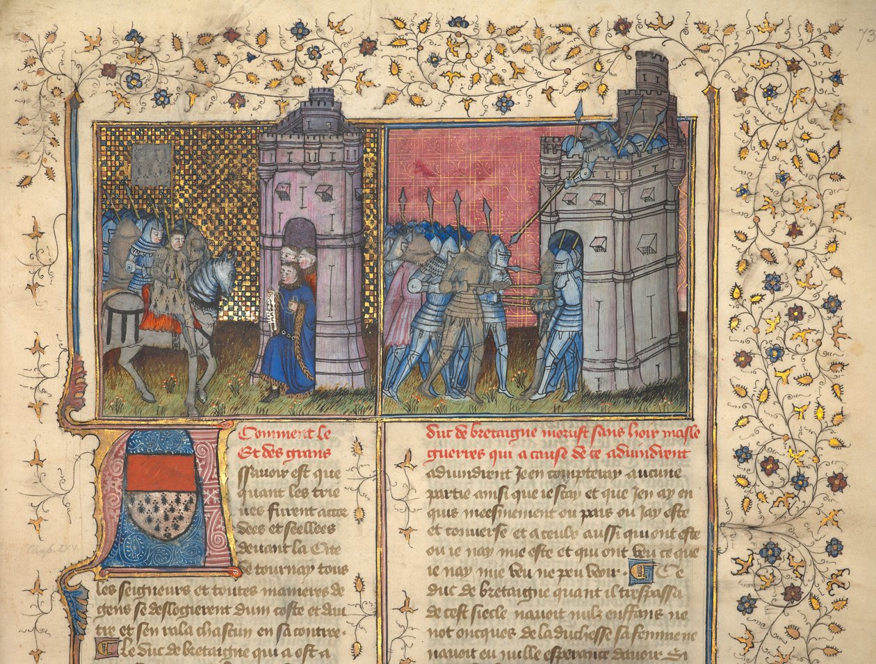 f.73：布列斯特之围，选自让-弗罗萨特的《法国和英国纪事》（牛皮纸） 作者 法语学校