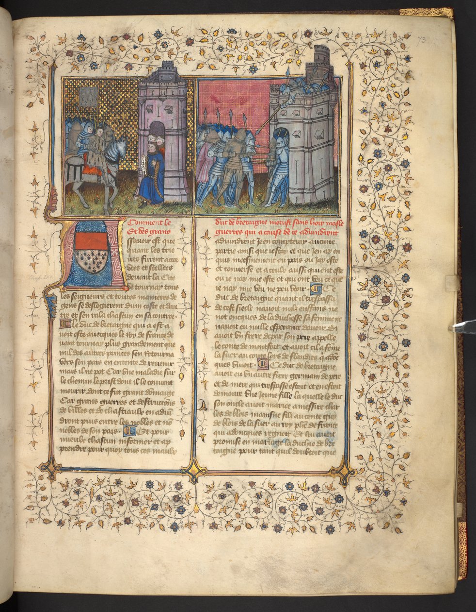 f.73：布列斯特之围，选自让-弗罗萨特的《法国和英国纪事》（牛皮纸） 作者 法语学校