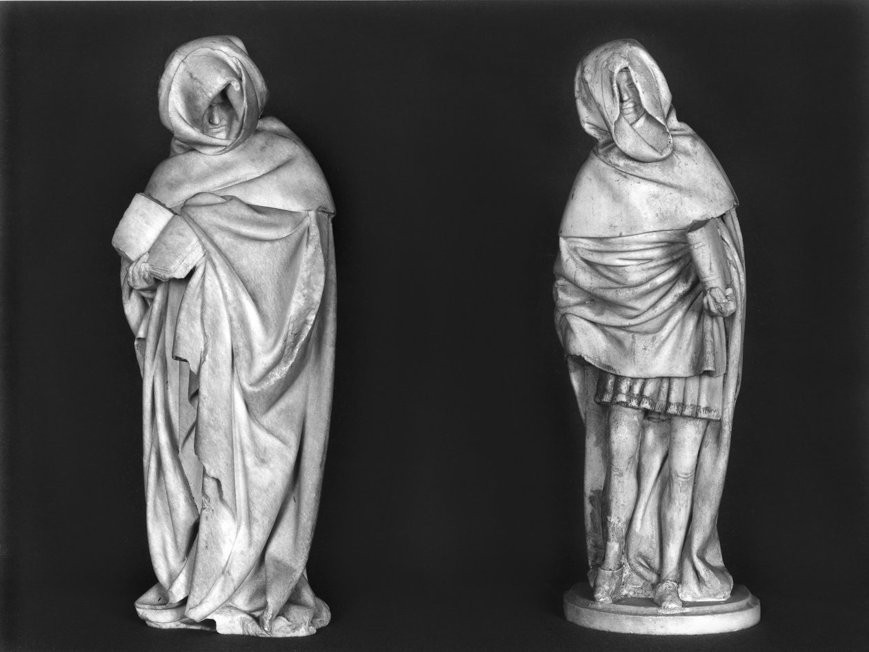 rwo Mourners，来自Duc Jean de Berry墓（1340-1416）c.1450-53 salabaster）r8：墓前曾在布尔日的Sainte-Chapelle; 作者 法语学校