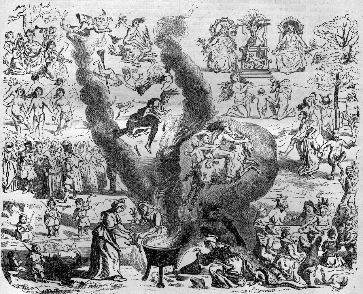the superstitions of the year thousand: the Sabbath. Engraving in “Histoire des Papes-Rois-Queen and Empereurs a travers les centuries”” by Maurice Lachatre 作者 法语学校