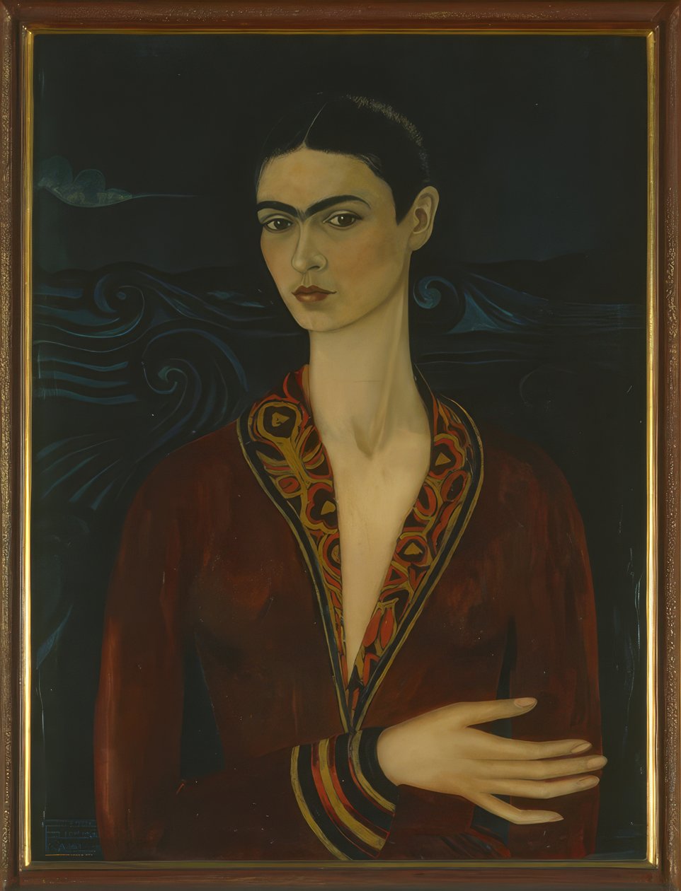 身穿天鹅绒连衣裙的 Self-Portrait 作者 弗里达·卡罗